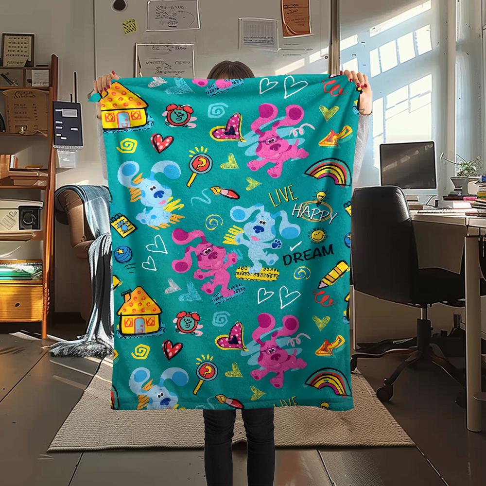 1 Manta de Franela con Estampado de Blue's Clues, Alta Calidad para Todas las Estaciones, Decoración del Hogar, Calidez y Comodidad, Perfecta para Regalos de Navidad