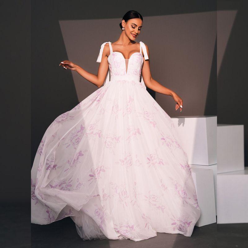 

Cross-Border European and American New Style High-End Elegant Birthday Sexy Pure Desire Long Dress Banquet Printed Flared Evening Gown Dress Printed S