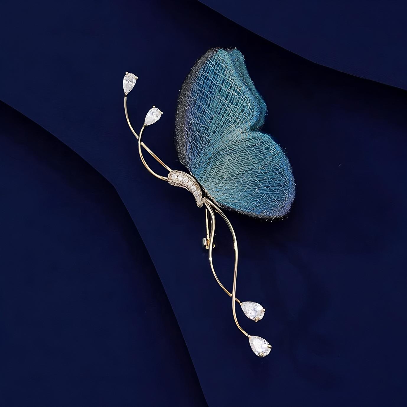 Blue First Butterfly Brooch High-end Women s Exquisite Embroidery Butterfly Brooch High-end Design Pin Suit Accessories