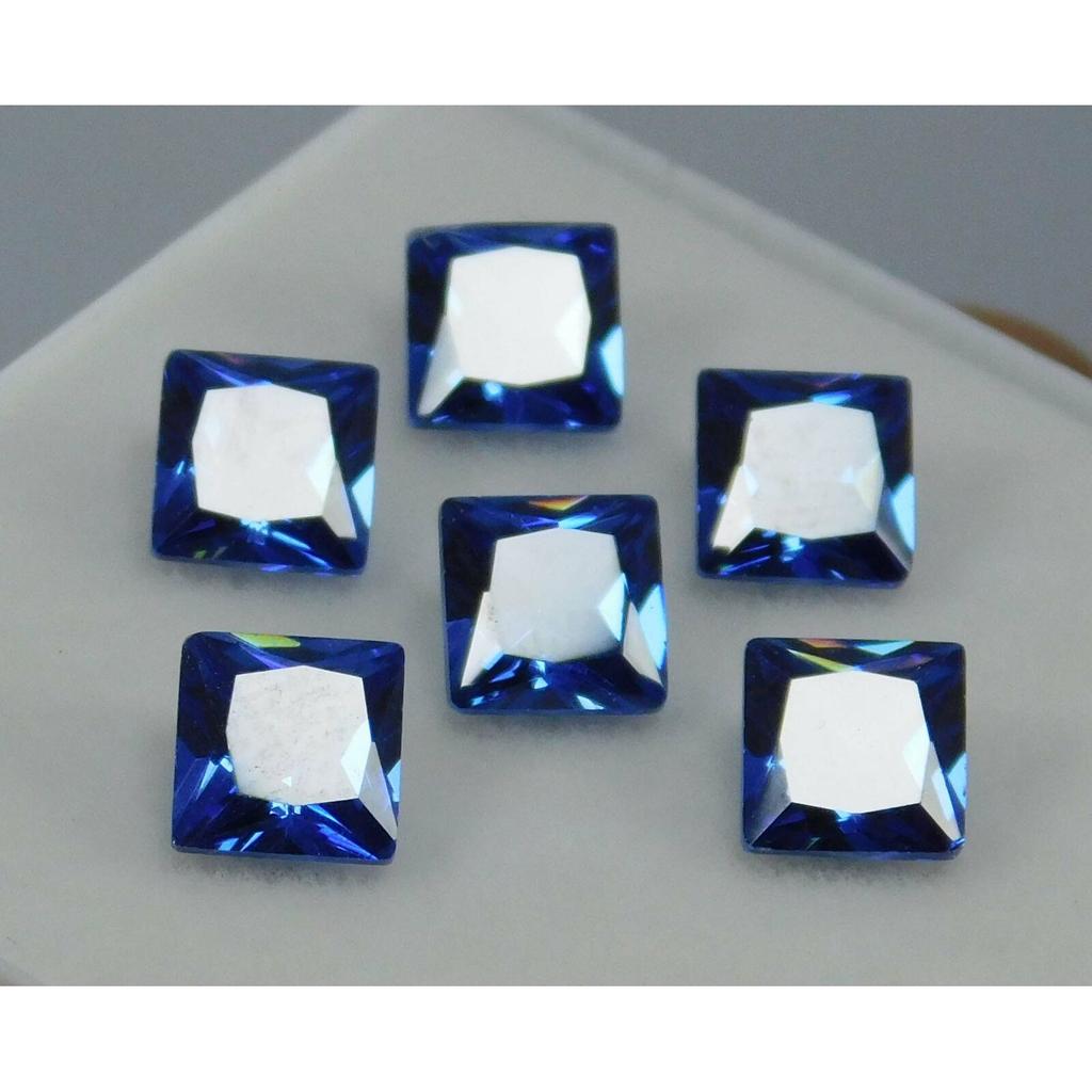 6 Pcs Natural Blue Sapphire CERTIFIED Loose Gemstone SQUARE SHAPE 5x5 mm Lot A-435793495