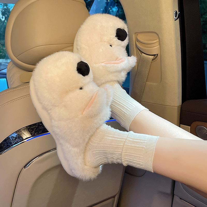 Home cotton slippers women's winter cartoon cute puppy indoor plush warm women's home non-slip cotton mop