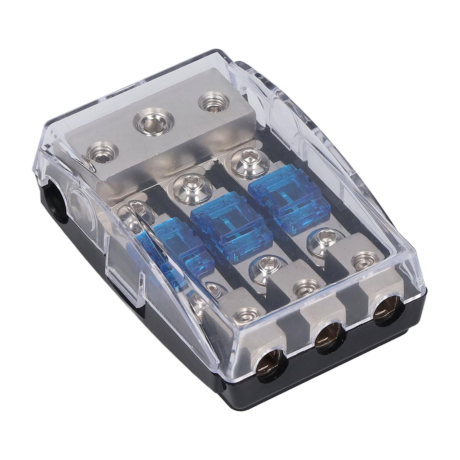 1 In 3 Ways Out ANL Fuse Holder Audio Amplifier Fuse Holder 60A Fuse Distribution Block for Car Plastic + Metal