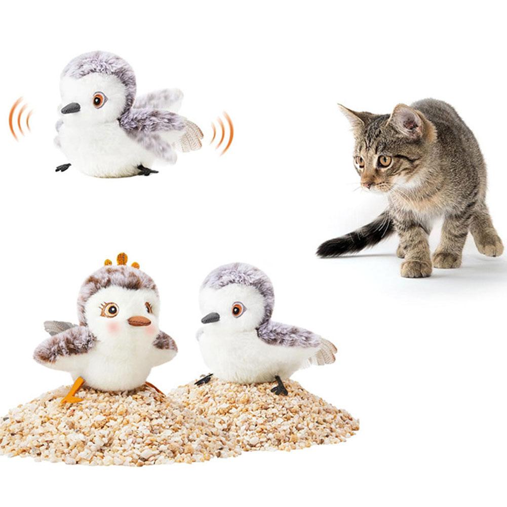 Flapping Wings Sparrow Toys Rechargeable Simulated Chirping Bird Cat Toy Bird Chirping Cat Toy for Indoor Cats