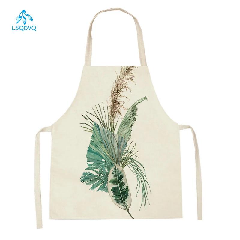 Cleaning Supplies Flower Plants Pattern Kitchen Aprons Sleeveless Linen Aprons Home Cooking Baking Accessories Antifouling Apron