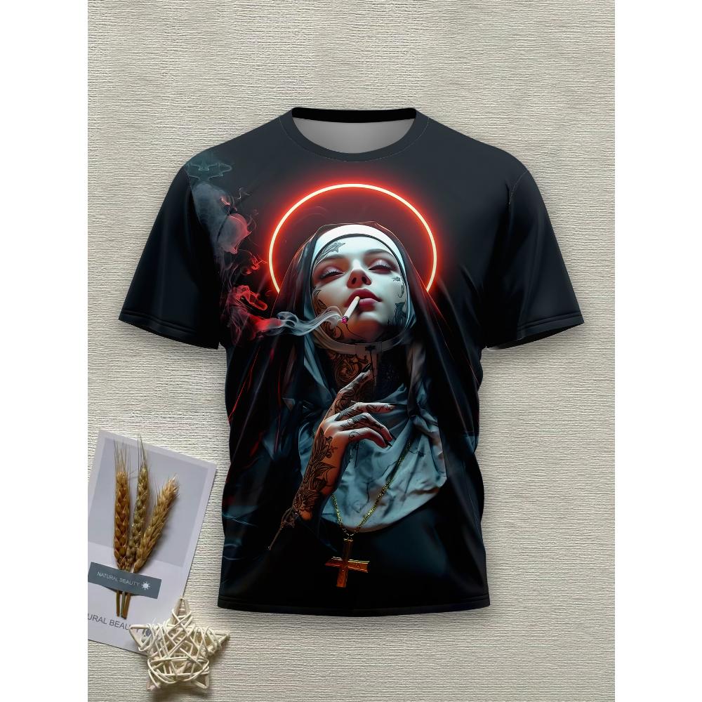 Circle Saint T-shirt Gothic Cool Personalized Casual Top