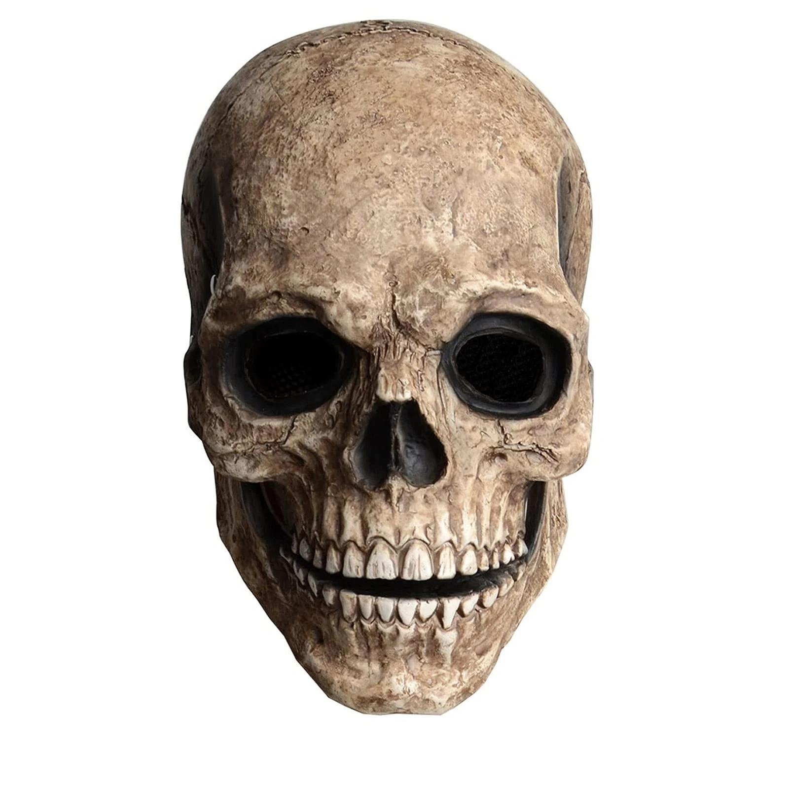 

Movable Jaw Mask Non-Toxic Skull Mask Latex Headgear Tear-Resistant Full Head Skull Helmet For Outdoor Decorations Halloween серый