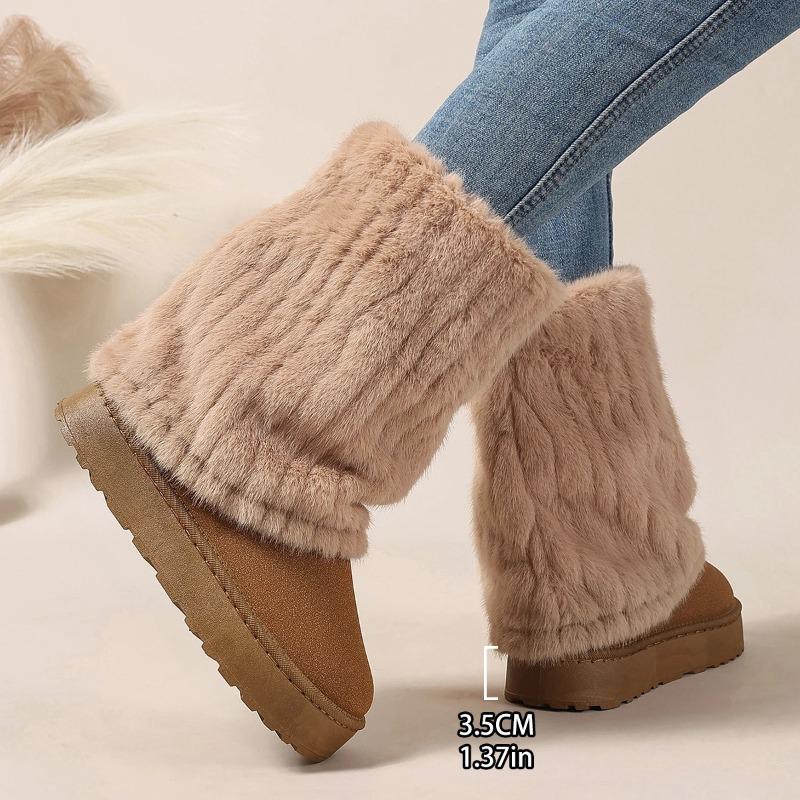 Winter Women Boots New Mid-calf Cotton Boot Non Slip Platform Boot Trouser Boots Plush Warm Women Snow Boot Botas Invierno Mujer