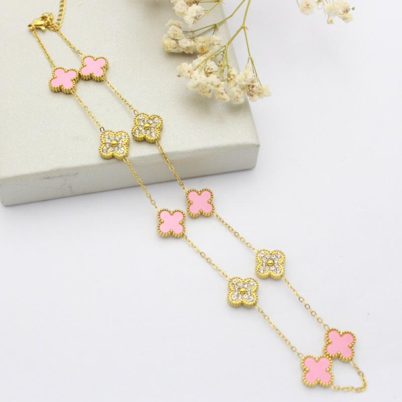 10 Flower Sweater Chain Double-sided Four-leaf Clover Necklace Accessible Luxuryfashion Flower Pendant Clavicle Chain Necklace