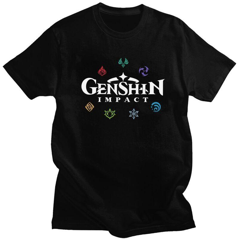 

Custom Genshin Impact Elements Tshirt for Men Short Sleeve Leisure T Shirt Game Anime T-shirts Loose Fit Pure Cotton Tees Gif... S разноцветный