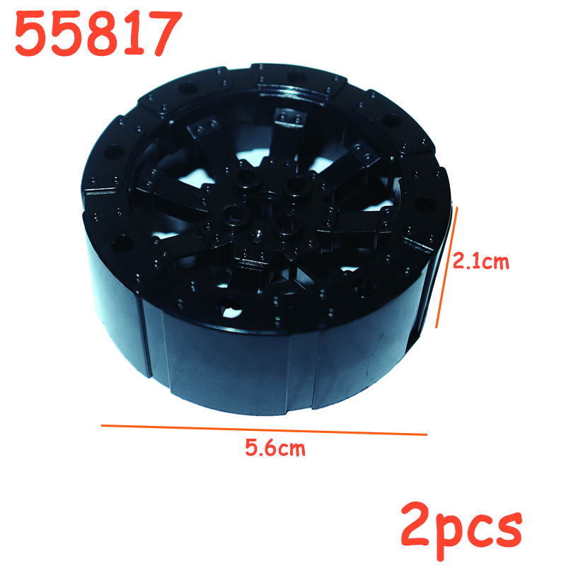 Non-Toxic Tire Wheel Cross Hole Car Truck Wheels Hub Hard Plastic Technical Bricks Moc Motorcycle Tyre & Rim Construction Building Blocks