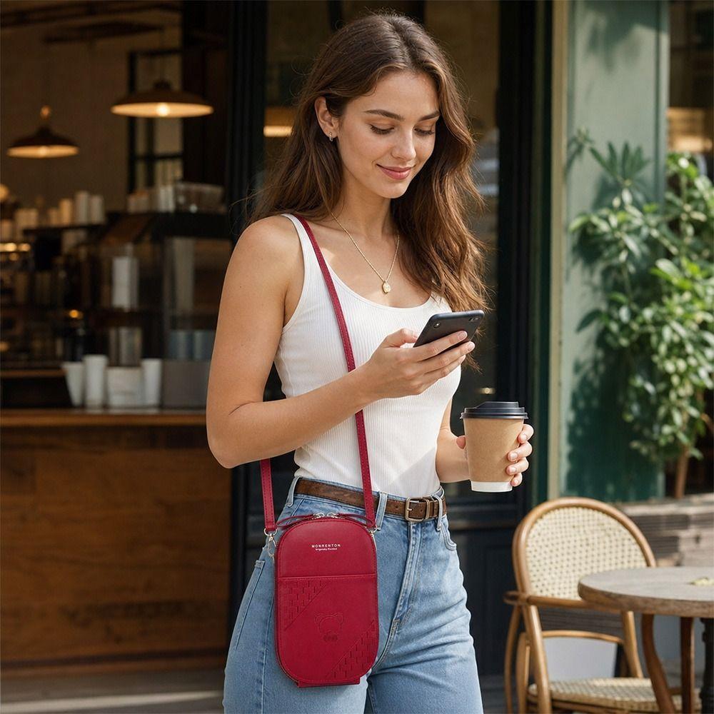 Round Zippered Crossbody Bag Large Capacity Mobile Phone Bag Classic Phone Shoulder Bag Women Girl