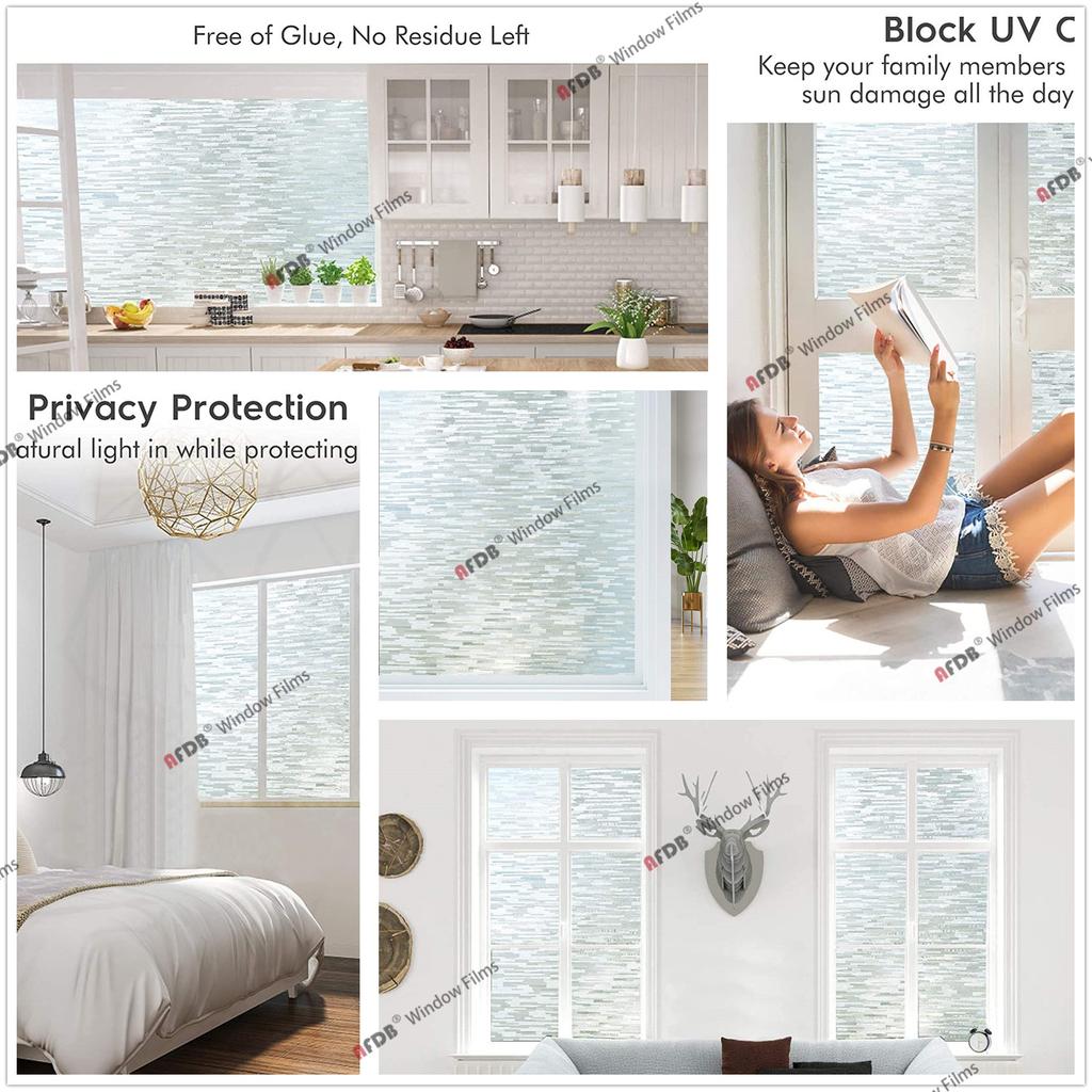 Glass Privacy Film Rainbow 3D Decorative Glass Vinyl Stained Glass Decals Static Cling Window Sticker Non-Adhesive Films