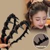 Fluffy High Cranial Top Headband Korean Style Non-slip Hair Hoop Wave Hairband with Teeth  Student