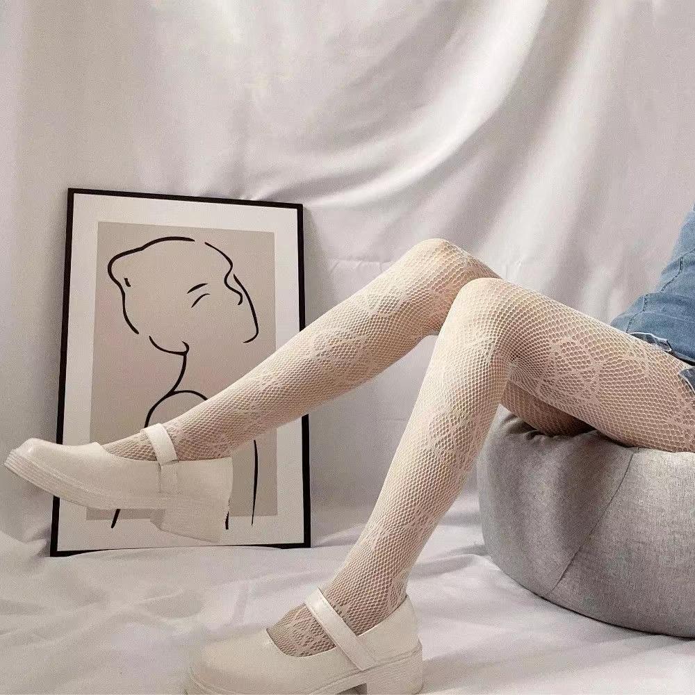 Women'S Fashion Sexy Rhinestone Pantyhose High Elastic Mesh Hollowed Out Black Stockings Girls' Slim Fishing Net Tights Jk Gift