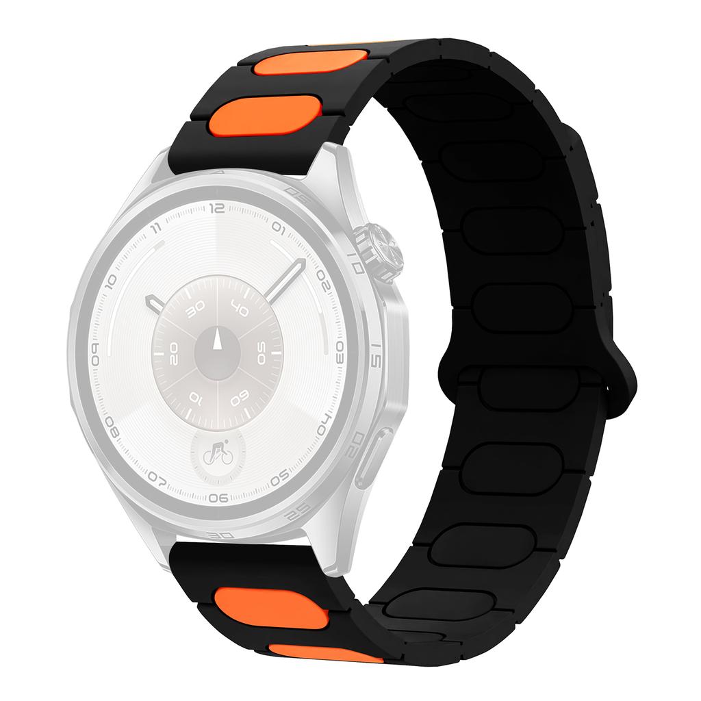 22mm Oval Design Magnetic Strap for Huawei Watch GT 6 Pro 46mm/Oppo Watch X/X2/4 Pro Silicone Watch Band Dual Color
