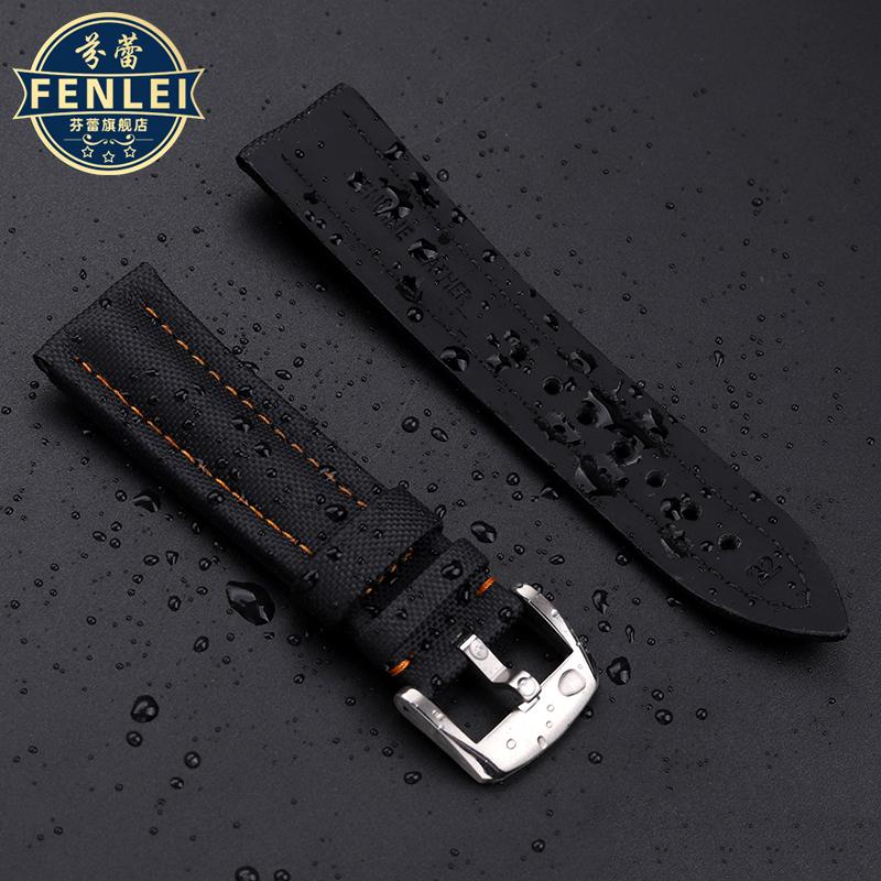 For BLANCPAIN Co branded Fifty Fathoms Five Oceans Nylon silicone bottom Watch Strap Black Men's Canvas Bracelet 22MM Watchband