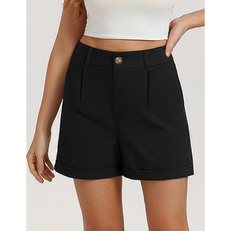 Sommer neue hoch taillierte lockere lässige Shorts Damen Europäischer und Amerikanischer Stil einfarbig vielseitig Pendler gerade Shorts