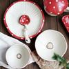 Cute Red Mushroom Ceramic Tableware Afternoon Tea Coffee Cup Tea Set Creative Cartoon Dessert Plates Home Exquisite Salad Bowls