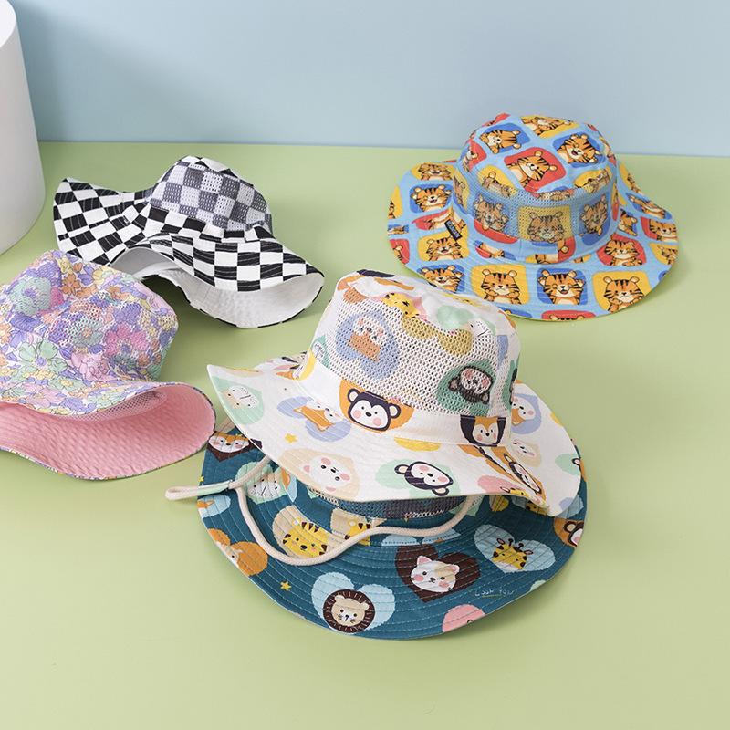 Verão Novo Malha Chapéus Balde Infantil Para Meninos Meninas Bonito Desenho Animado Chapéu de Sol Chapéu Panamá Protetor Solar Caminhada Pesca Chapéu Chapéu de Pescador