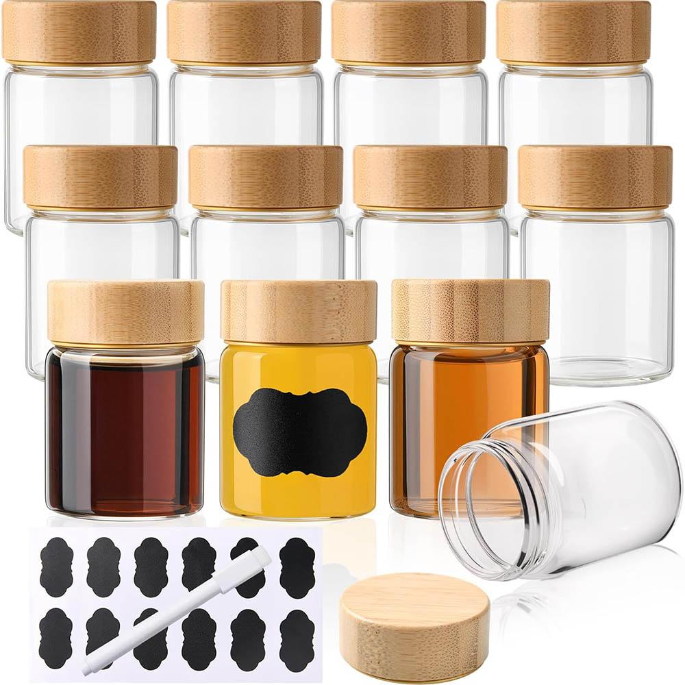 2oz Glass Shot Bottles with Caps, Borosilicate Glass Juice Shot Bottles,Reusable Shot Glass with Lids for Juicing Ginger Shots