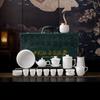 A large set of pure jade ice jade porcelain kung fu tea set will be given to leaders as high-end high-end gifts, and business high-end gifts.