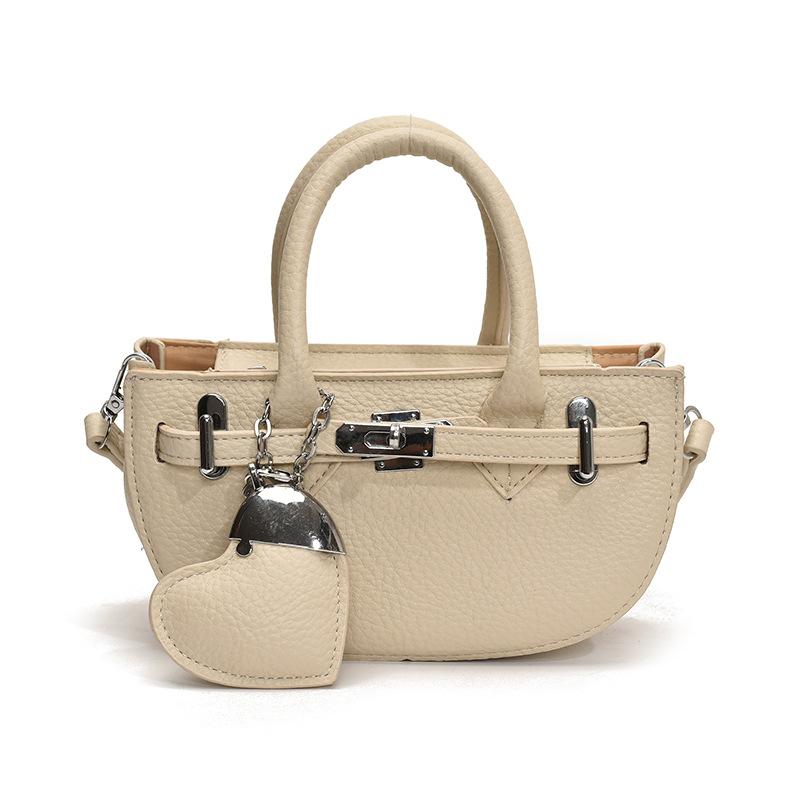 New Fashion Casual Personality Design Sense Portable Semicircular Bag Lychee Pattern Premium Texture Crossbody Bag Women