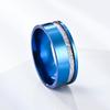 Fashion 8mm Men Blue Stainless Steel Wedding Ring Fashion Silver Color Meteorites Inlaid Steel Ring For Men Wedding Band
