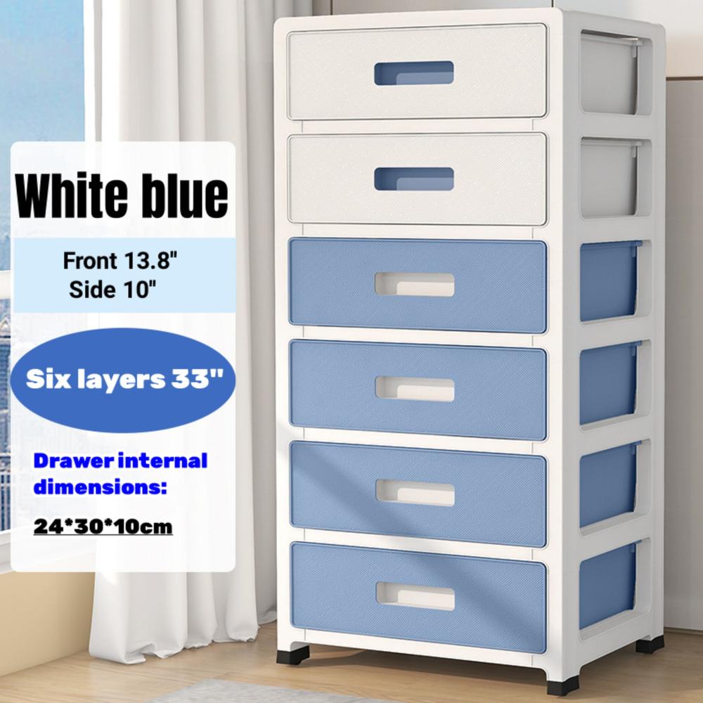 Bymaocar 33'' High 6-drawer Organizer/household Storage Cabinet Drawer Type Underwear Box Strong & Durable with Handles & Wheels