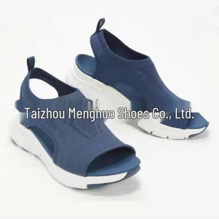 Autumn/Summer 2021 Women s Mesh Slip-On Flyknit Sandals with Thick Sole and Open Toe 44 розовый