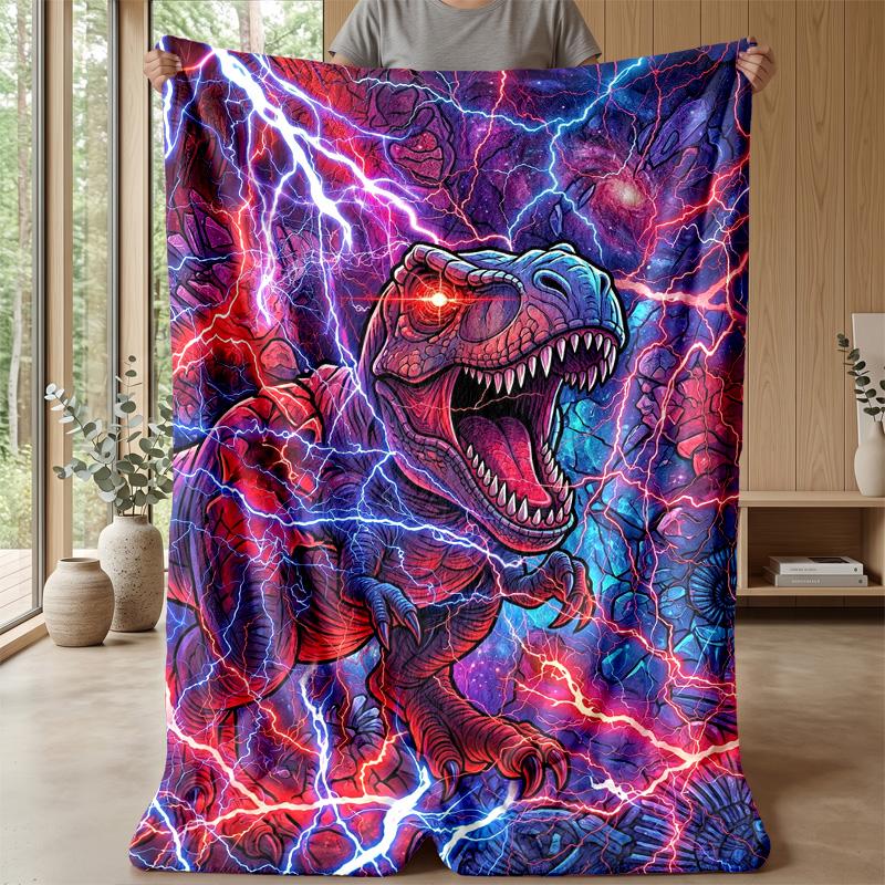 Electric Dinosaur Storm 1 Theme Blanket Lightweight Warm Flannel Blanket Decorative Throw Blanket for Home Decoration