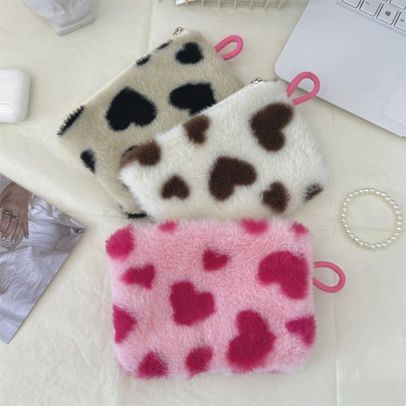 Wind plush love mouth red envelope student holding small cosmetic bag key change bag ID bag