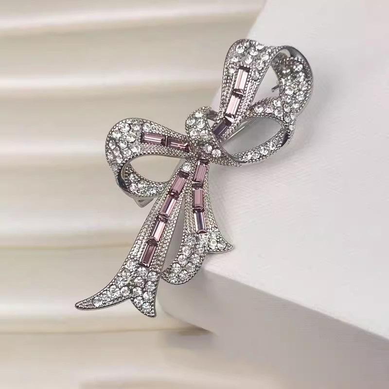 

Bow Brooch, High-end Women s Simple and Versatile, Crystal Corsage, Niche Design Sense Brooch