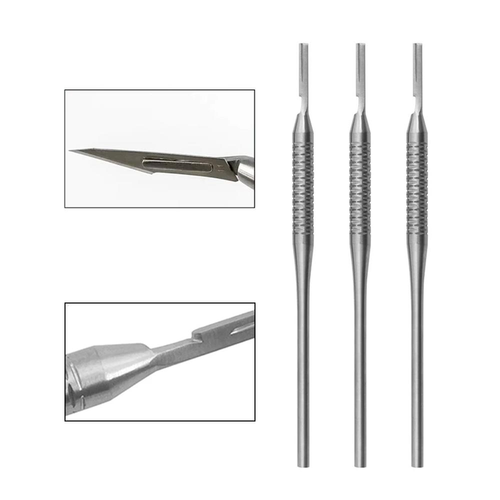 Dental Scalpel Handle Blade Handle Straight Applicable Dental Stainless Steel Handle Knife Blade Dental Instruments No.3