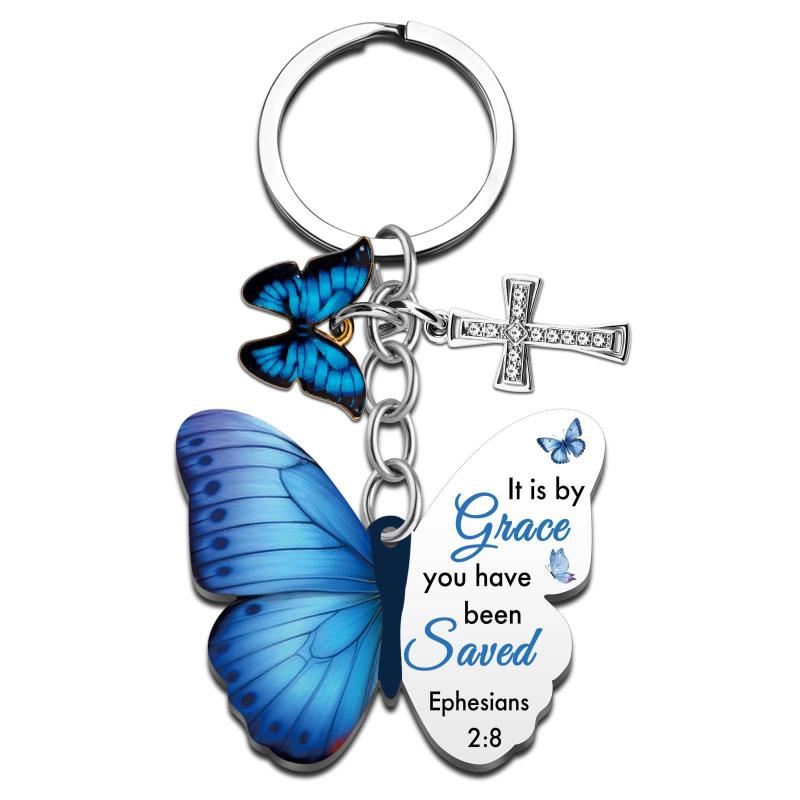 Butterfly Keychain With All Things Are Possible Verse Inspirational Religious Gift For Women Car Keys Bag Purse Accessory