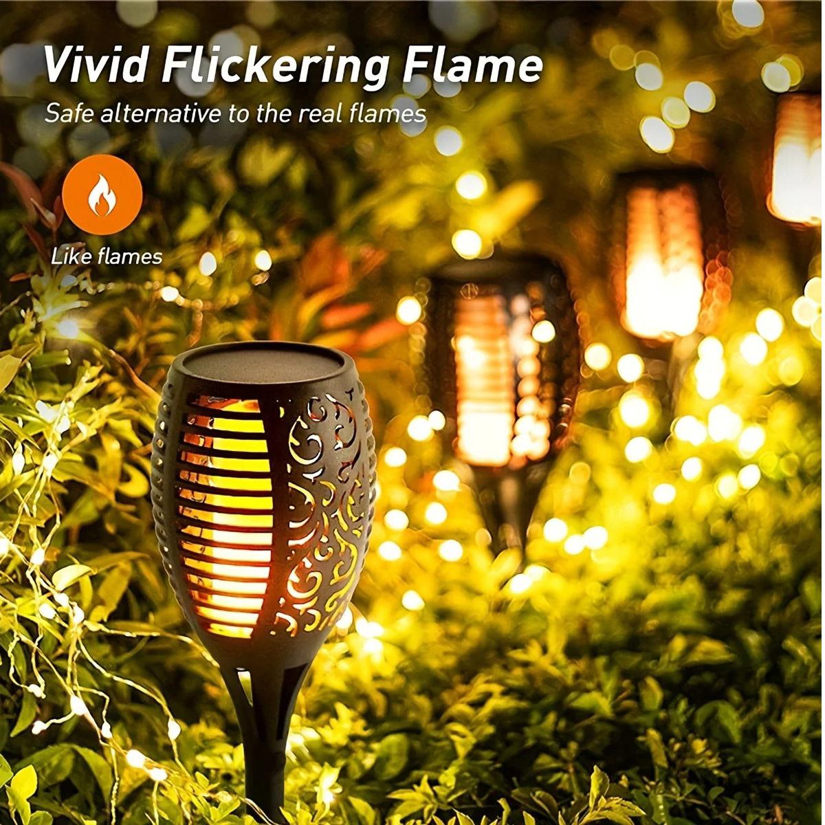 

12Led Flame Lawn Lights Garden Solar Lamps Outdoor Warm White For Waterproof Exteriors Daylight Sensor Flickering Lamps Torch