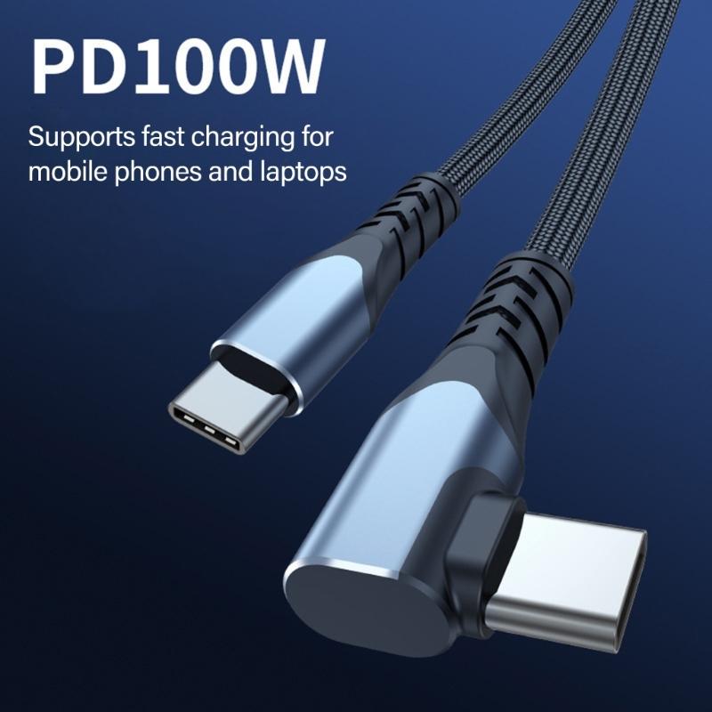 Mobile Phone 90 Degree Quick Charging 100W Fast Charging USB C to USB C Cable Wire Right Angle Data Charging Cable