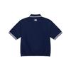 MLB New York Yankees Classic Striped Color Block Logo Casual Sports Sun Protection Short Sleeve Polo Shirt Women tops Navy-Blue 3FPQB0243-50NYS