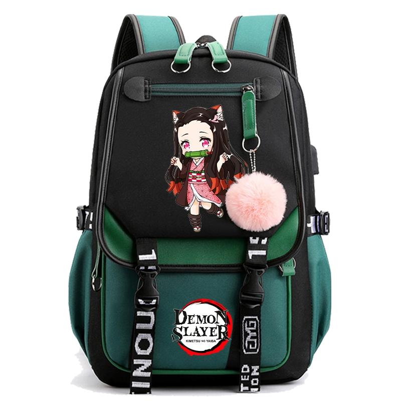 Anime Demon Slayer Backpack for Women Canvas Laptop Bag Back To Schoolbag for Teenager Girl Boy Schoolbag Men Women Travel Bag