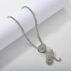 26 Flower Letter Necklace: Hip Hop Heart Pendant with Full Diamond Inlaid Tennis Chain for Women