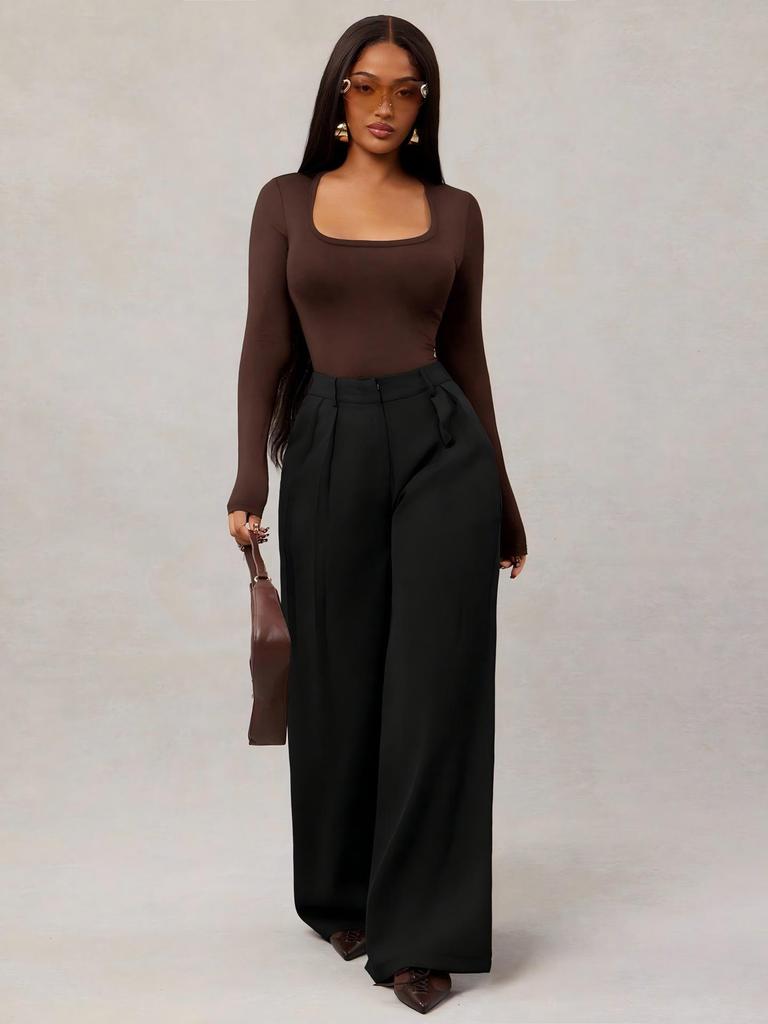 Women's Elegant Solid Color Trousers - Versatile, Comfortable Suit Pants for Outings and Work.