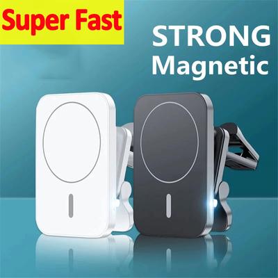 Support magnétique sans fil pour grille d'aération de voiture, chargeur sans fil 15W, Mini Station de charge rapide pour iPhone 12 13 14 Pro Max