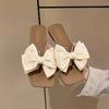 Bow Slippers Women's Summer Wear New Fashion Home Flat Bottom Non-slip Soft Bottom One-word Sandals