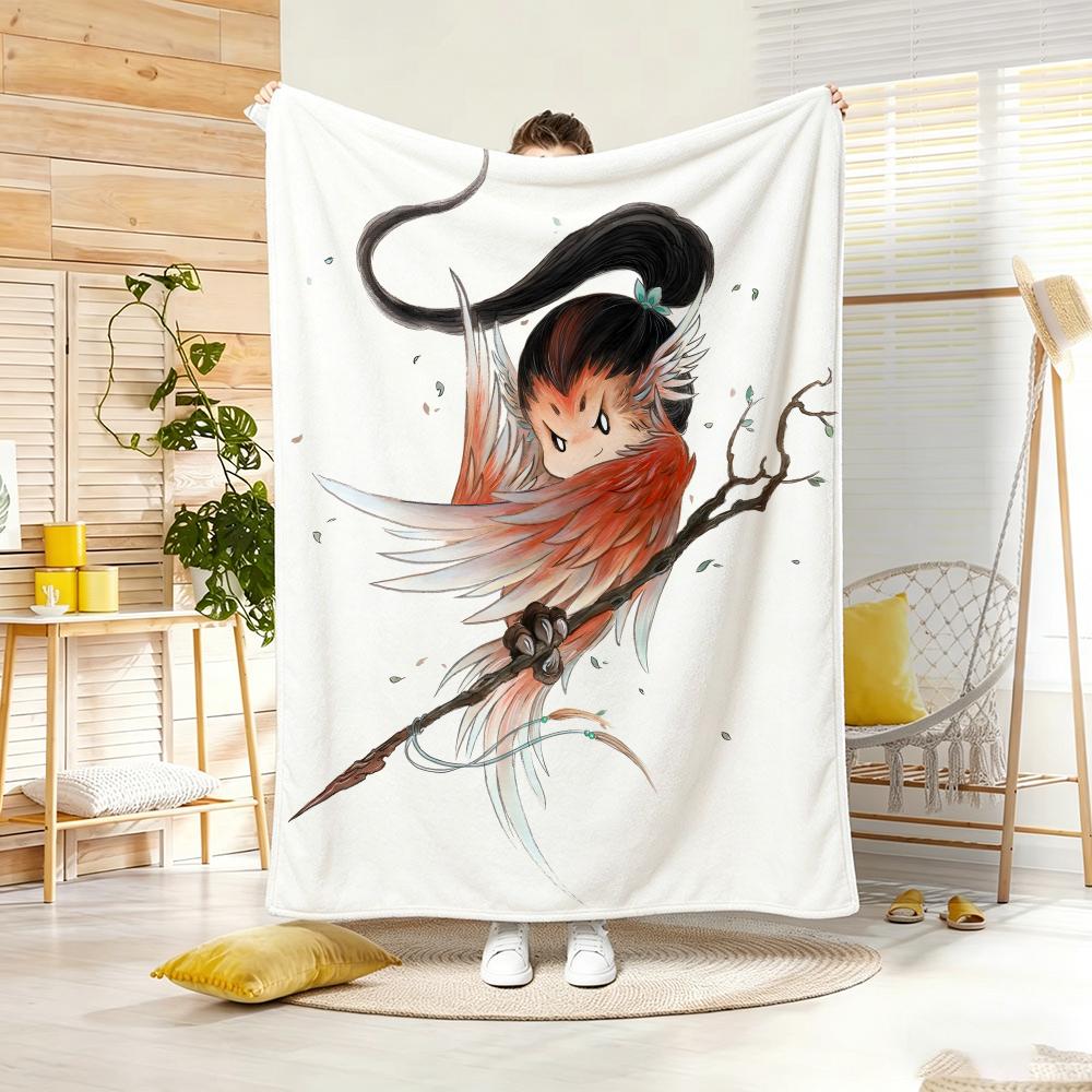 Cartoon S-Shan Hai Jing Beasts Throw Soft Warm Throw Blanket For Bedroom Living Room Bed Travel Camping Picnic Gift
