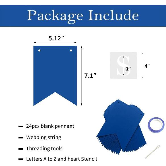 Blue Banner kit,  Phrase Banner, ize Your Party Banner Signs, Handwriting Banners Party Supplies Unique Decor With Letters A~Z and heart Stencil