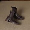 Krazing Pot Microfiber Round Toe Chunky Heels Motorcycle Boots Size 42 Zip Women Platform Ankle Boots