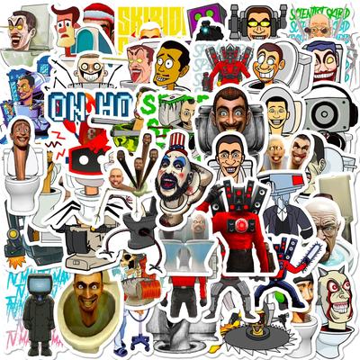 50 Spoof Toilet Man Stickers Personality Games Creative Toilet Man And Monitor Man Graffiti