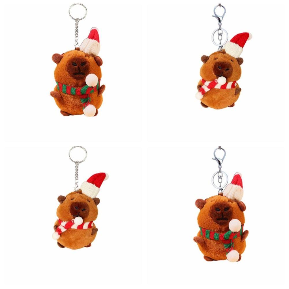 PP Cotton Christmas Capybara Pendant Cartoon Plush Animal Key Ring  Festival Gifts