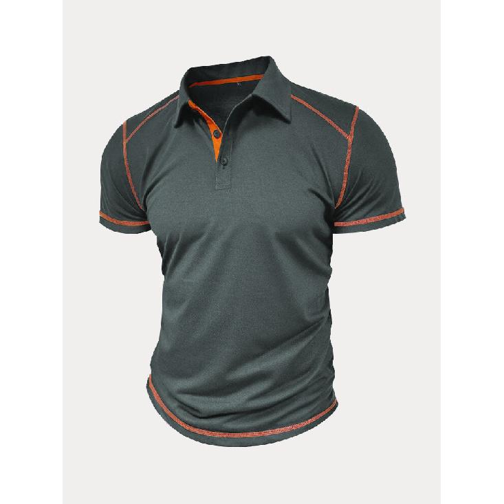 

Новая универсальная мужская рубашка-поло из чистого хлопка для спорта и фитнеса, деловая повседневная мужская однотонная футболка с короткими рукавами S темно-серого
