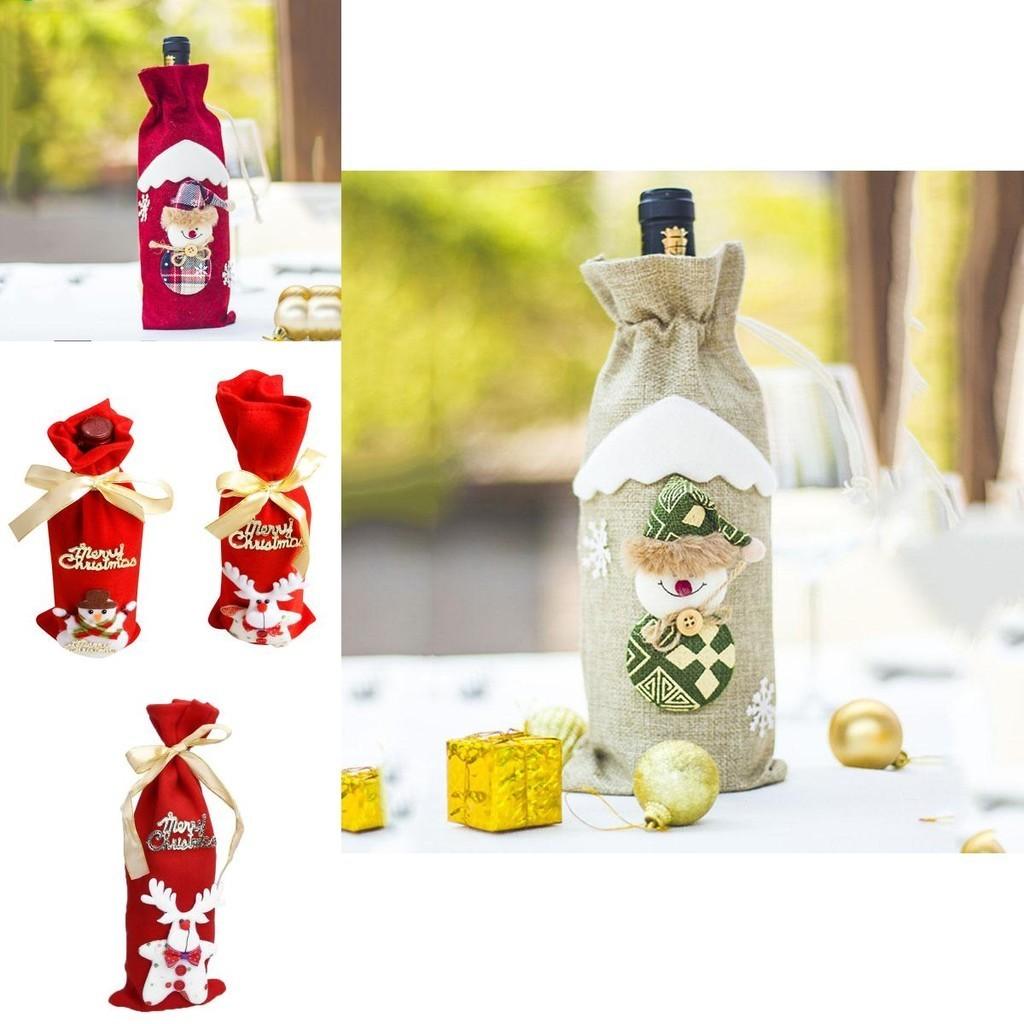 Festive Santa Wine Bottle Bag Cover For Merry Christmas Dinner Party Decor