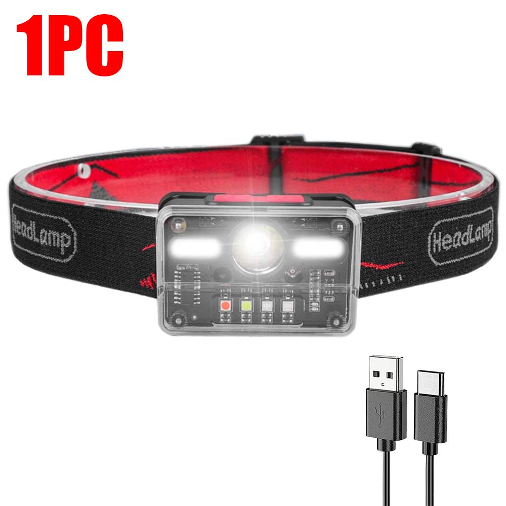 Portable Induction Headlamp 9Lighting Modes USB Rechargeable Head Lamp With Built-in 1000mah Battery Outdoor Night Fishing Lamp